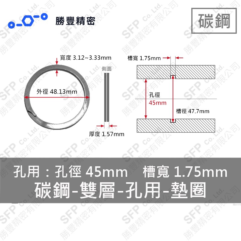 雙層-孔用-碳鋼 墊圈 EH-45 (孔徑45mm用)