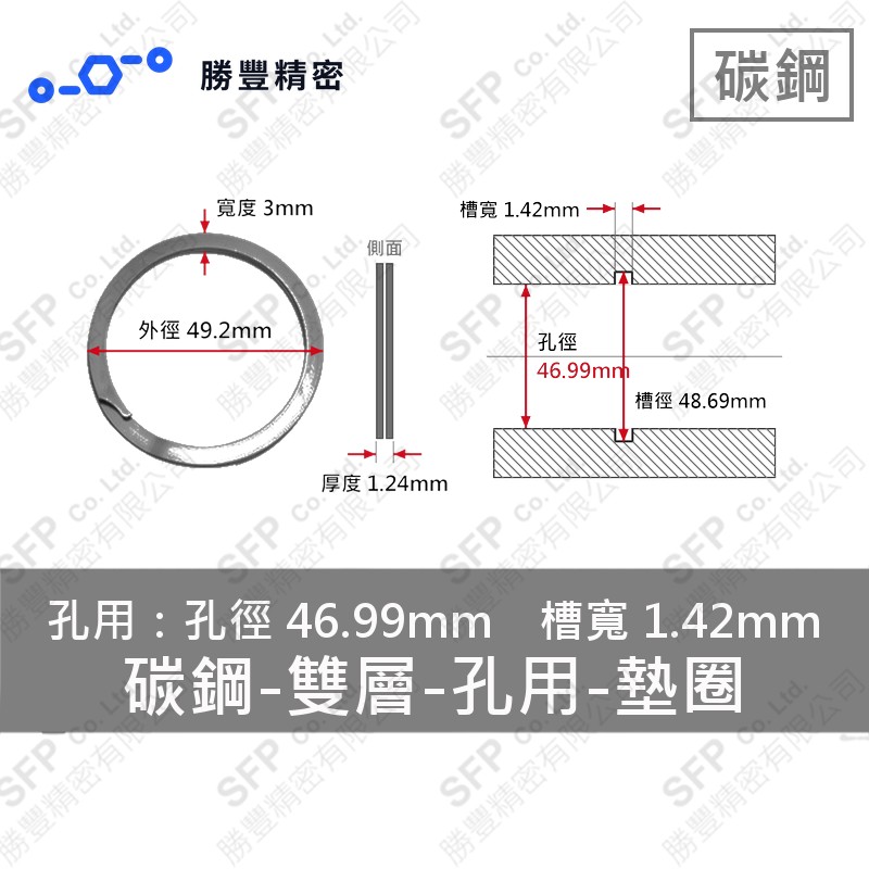 雙層-孔用-碳鋼 墊圈 WH-185 (孔徑46.99mm用)