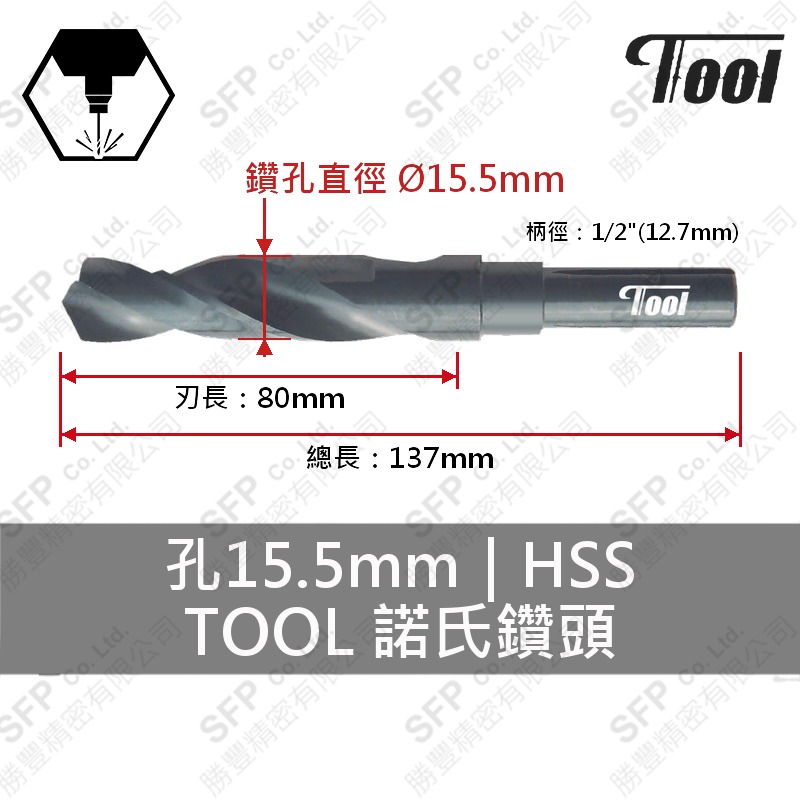 TOOL諾氏鑽頭 15.5mm HSS