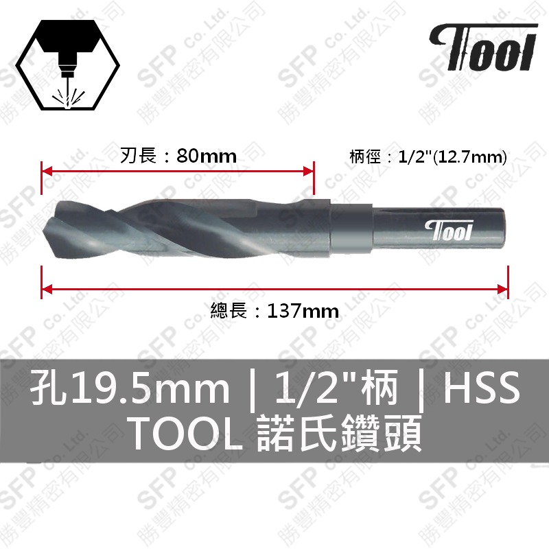 TOOL諾氏鑽頭 19.5mm HSS