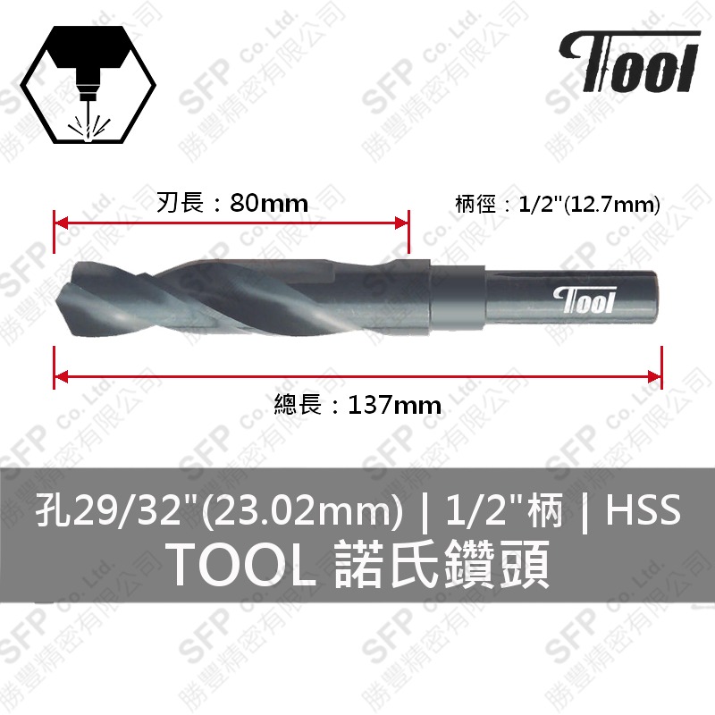 TOOL諾氏鑽頭 29/32" HSS