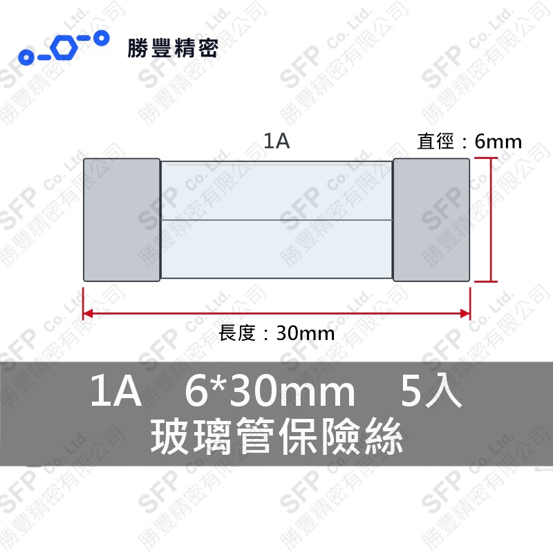 玻璃管保險絲 1A 6*30mm