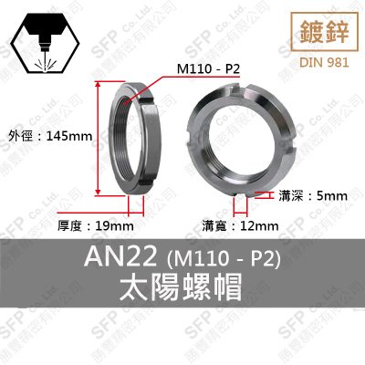 碳鋼太陽螺帽 AN22 (M110-P2.0)