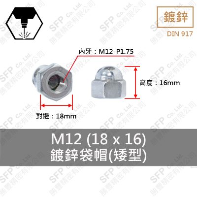 鍍鋅袋帽 M12*P1.75