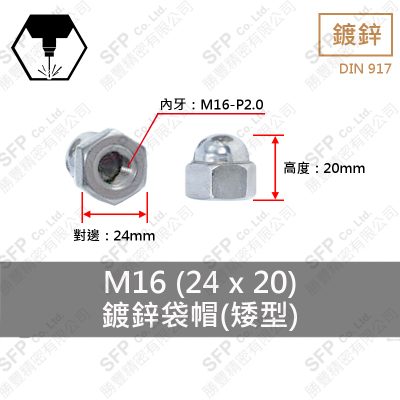 鍍鋅袋帽 M16*P2.0