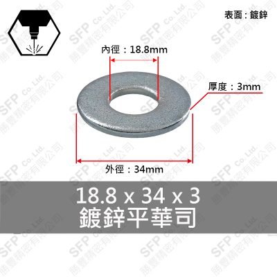 鍍鋅平華司 M18 (18.8*34*3)