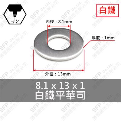 304白鐵平華司 M8 (8.1*13*1)