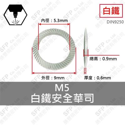 304白鐵安全華司 M5 (5.3*9*0.6)