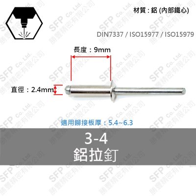 鋁鐵拉釘 3-4 (2.4*9)