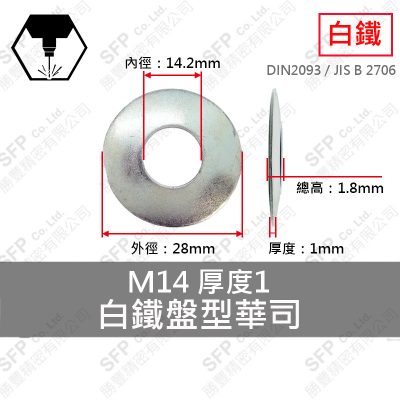 白鐵盤型華司 M14 (14.2*28*1) 厚度1