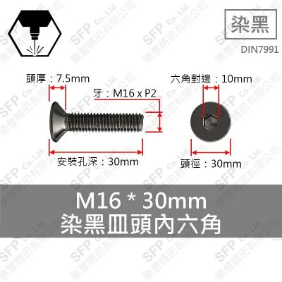 合金鋼皿頭內六角 M16*30