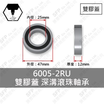 滾珠軸承(日) 6005-2RU 雙膠蓋
