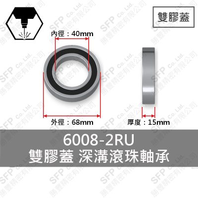 滾珠軸承(日) 6008-2RU 雙膠蓋