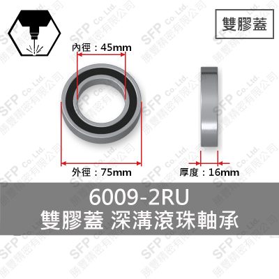 滾珠軸承(日) 6009-2RU 雙膠蓋
