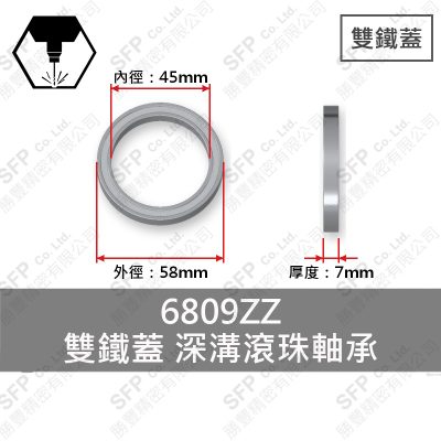 滾珠軸承(日) 6809ZZ 雙鐵蓋