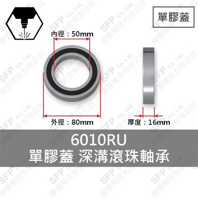 滾珠軸承(日) 6010RU 單膠蓋