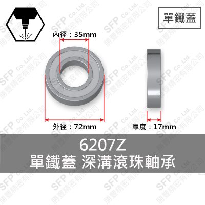 滾珠軸承(日) 6207Z 單鐵蓋