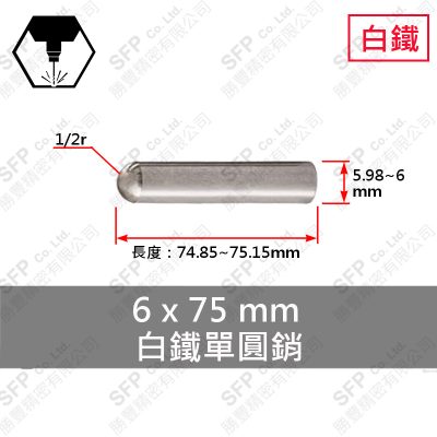 304白鐵單圓銷 6*75 不鏽鋼