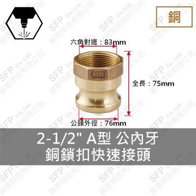 銅鎖扣快速接頭 2-1/2" A型 公內牙