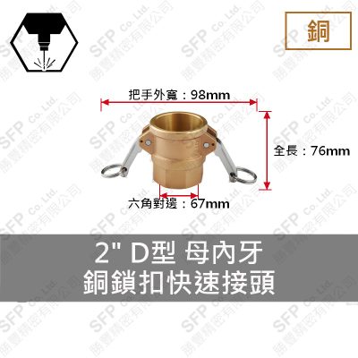 銅鎖扣快速接頭 2" D型 母內牙
