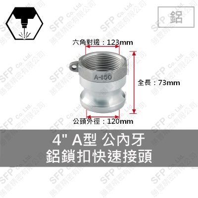 鋁鎖扣快速接頭 4" A型 公內牙