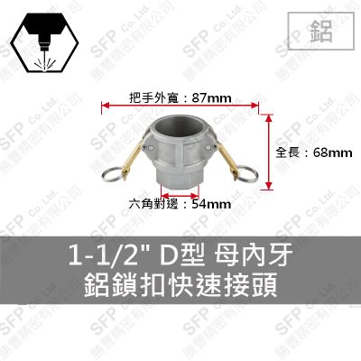 鋁鎖扣快速接頭 1-1/2" D型 母內牙