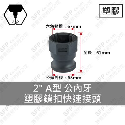 塑膠鎖扣快速接頭 2" A型 公內牙