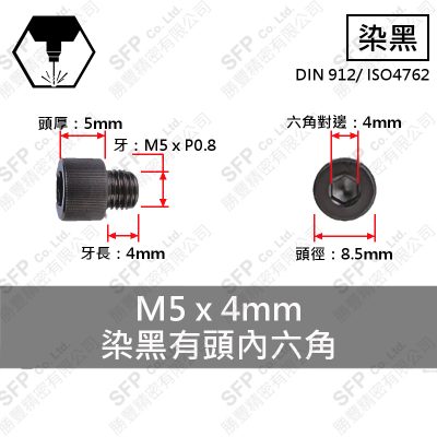 12.9合金鋼有頭內六角 M5*4