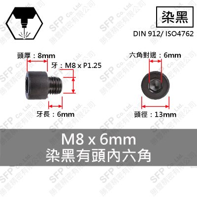 12.9合金鋼有頭內六角 M8*6