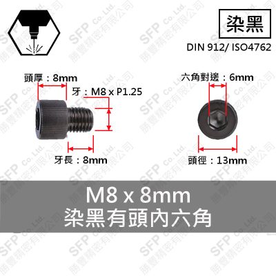 12.9合金鋼有頭內六角 M8*8
