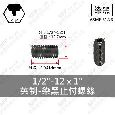 12.9合金鋼止付螺絲 1/2"*1"