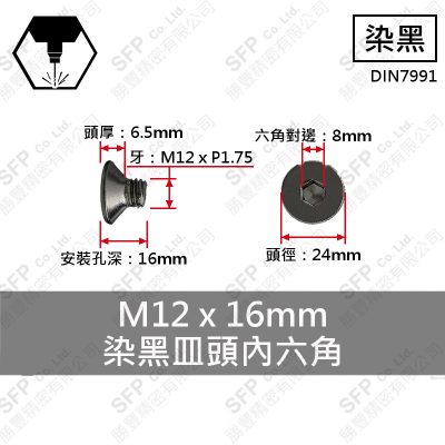 合金鋼皿頭內六角 M12*16