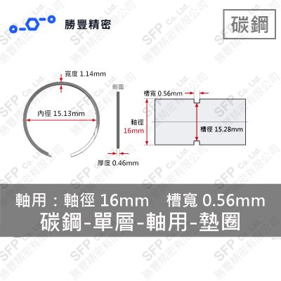 單層- External - Carbon Steel Washer VSM-16 (軸心16mm Use)