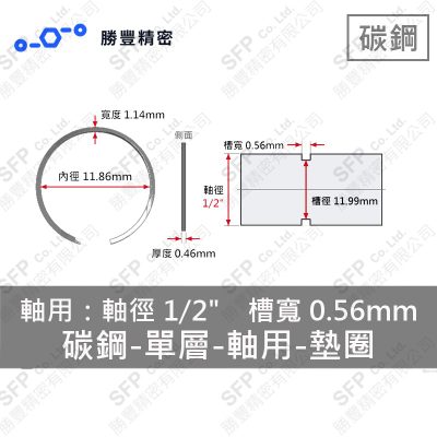 單層- External - Carbon Steel Washer VS-50 (軸心1/2" Use)