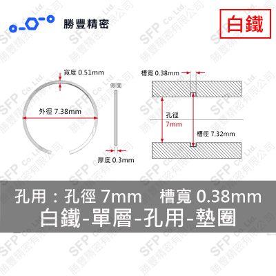 單層- Internal - Stainless Steel Washer VHM-7 (Hole 徑7mm Use)
