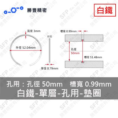 單層- Internal - Stainless Steel Washer VHM-50 (Hole 徑50mm Use)