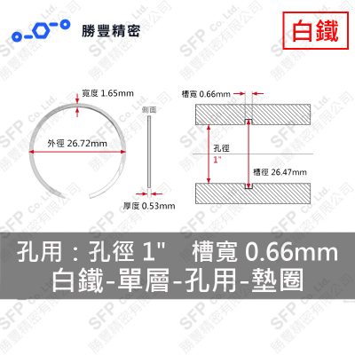 單層- Internal - Stainless Steel Washer VH-100 (Hole 徑1" Use)