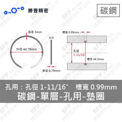 單層- Internal - Carbon Steel Washer VH-168 (Hole 徑1-11/16" Use)