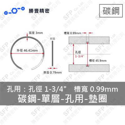 單層- Internal - Carbon Steel Washer VH-175 (Hole 徑1-3/4" Use)