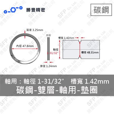 Double-Layer - External - Carbon Steel Washer WS-196 (軸心1-31/32" Use)