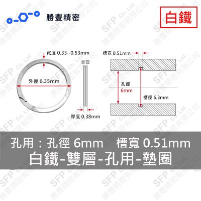 Double-Layer - Internal - Stainless Steel Washer EH-6 (Hole 徑6mm Use)
