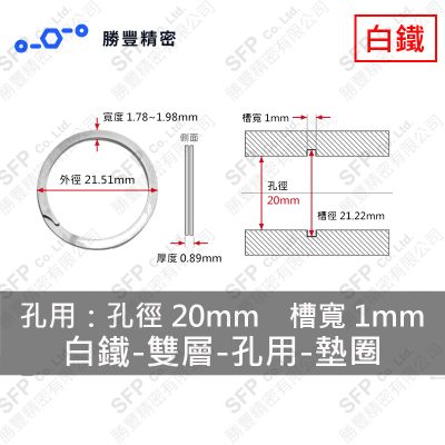 Double-Layer - Internal - Stainless Steel Washer EH-20 (Hole 徑20mm Use)