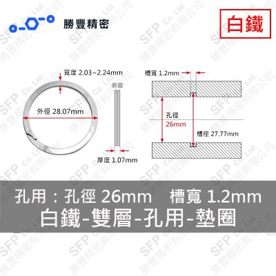 Double-Layer - Internal - Stainless Steel Washer EH-26 (Hole 徑26mm Use)