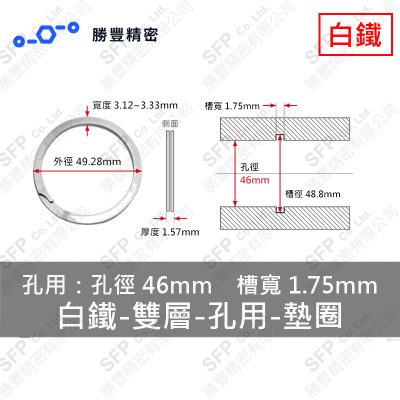 Double-Layer - Internal - Stainless Steel Washer EH-46 (Hole 徑46mm Use)