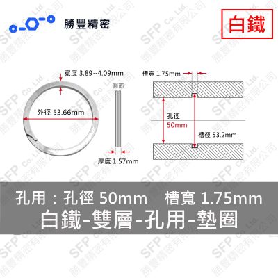 Double-Layer - Internal - Stainless Steel Washer EH-50 (Hole 徑50mm Use)
