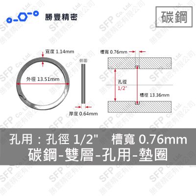 Double-Layer - Internal - Carbon Steel Washer WH-50 (Hole 徑1/2" Use)