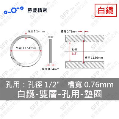 Double-Layer - Internal - Stainless Steel Washer WH-50 (Hole 徑1/2" Use)