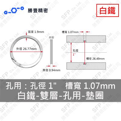Double-Layer - Internal - Stainless Steel Washer WH-100 (Hole 徑1" Use)