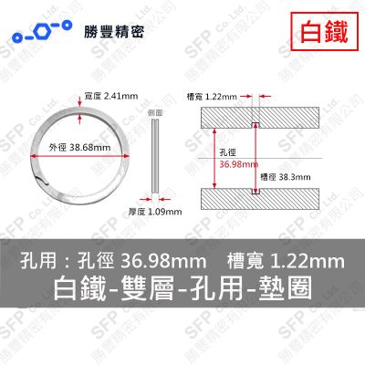 Double-Layer - Internal - Stainless Steel Washer WH-145 (Hole 徑36.98mm Use)