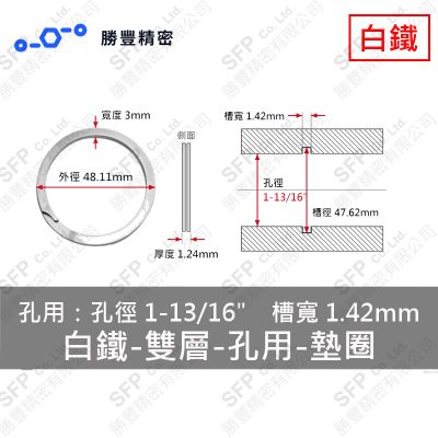 Double-Layer - Internal - Stainless Steel Washer WH-181 (Hole 徑1-13/16" Use)
